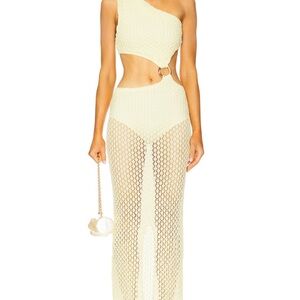 Brie Yellow Cream Knit Bananhot Maxi Dress - size small NWT